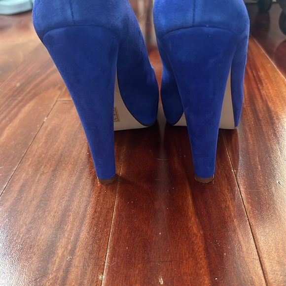 ALDO Cobalt Blue Suede Peep Toe Platform Pumps Size 8.5 (EU 39) Ruddell - Picture 14 of 16